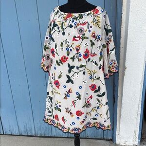 Alice + Olivia Multicolor Embroidered Long Sleeve Dress